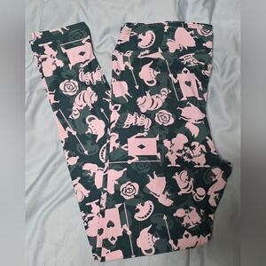 LuLaRoe Alice In Wonderland Tall And Curvy Leggings Fits Women's Sizes 12-18